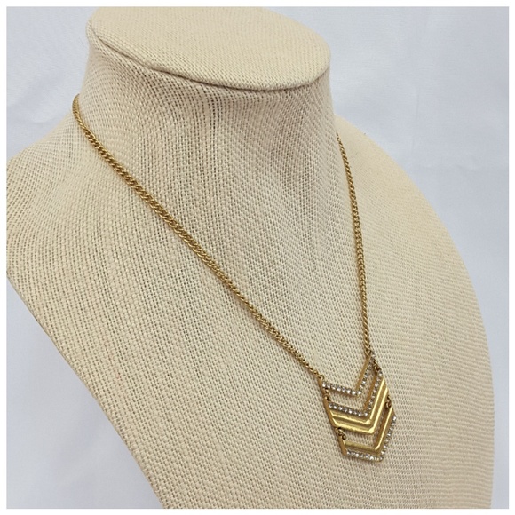 Rhinestone extra long goldtone hinged abstract. - Picture 2 of 8